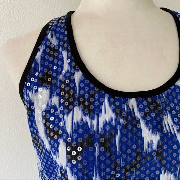 Vince Camuto Black Blue Sequin Tank SZ M - Picture 10 of 13